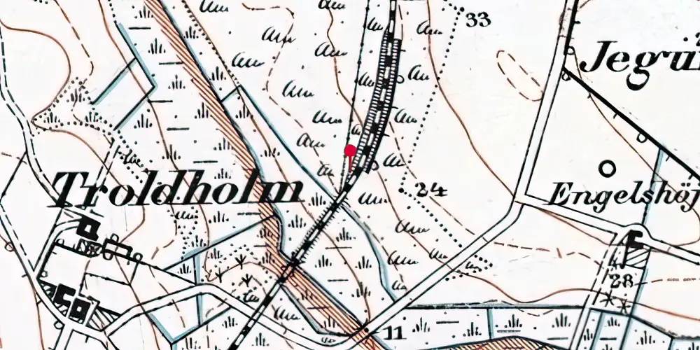 Historisk kort over Jegum Trinbræt