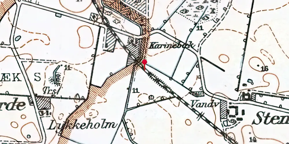 Historisk kort over Karinebæk Trinbræt Historisk kort over Karinebæk Trinbræt