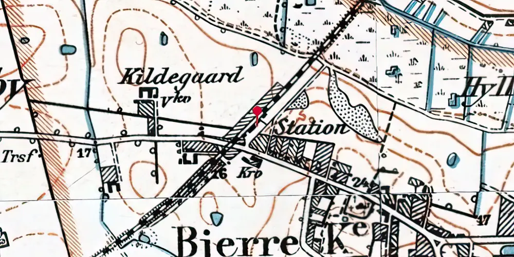 Historisk kort over Sønder Bjerge Station