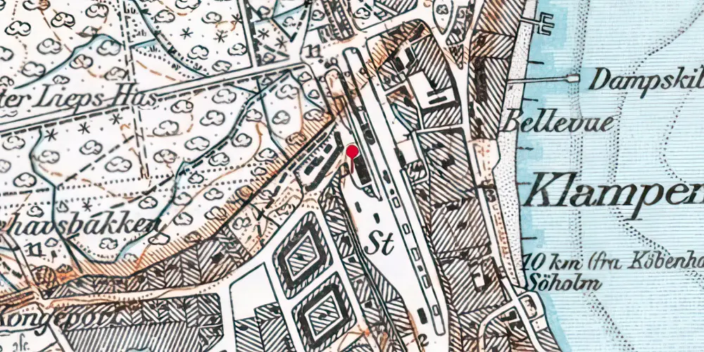 Historisk kort over Klampenborg Station Historisk kort over Klampenborg Station