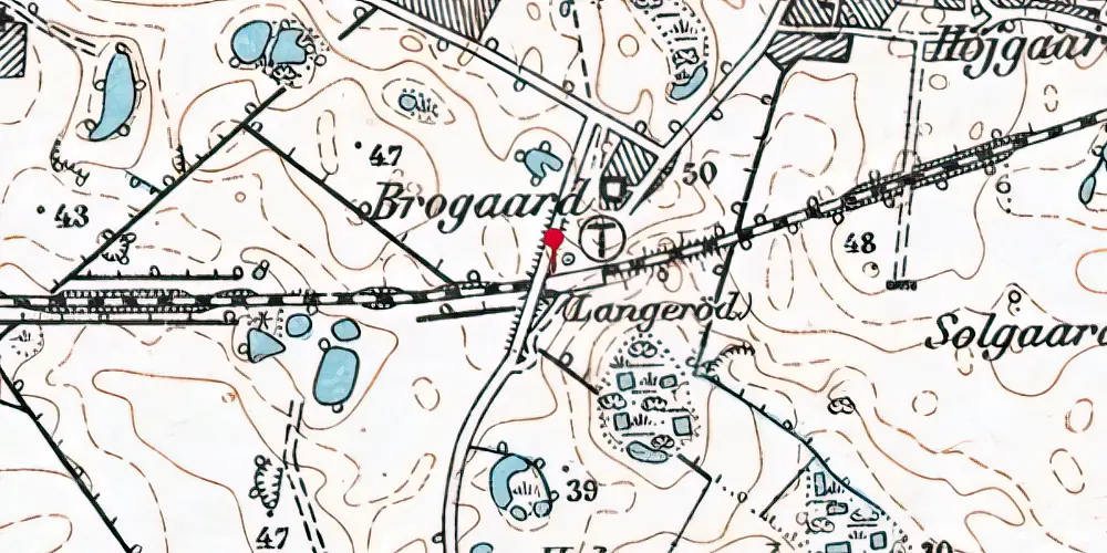 Historisk kort over Langerød Trinbræt