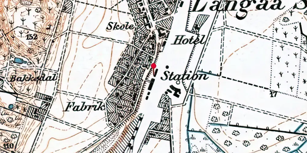 Historisk kort over Langå Station