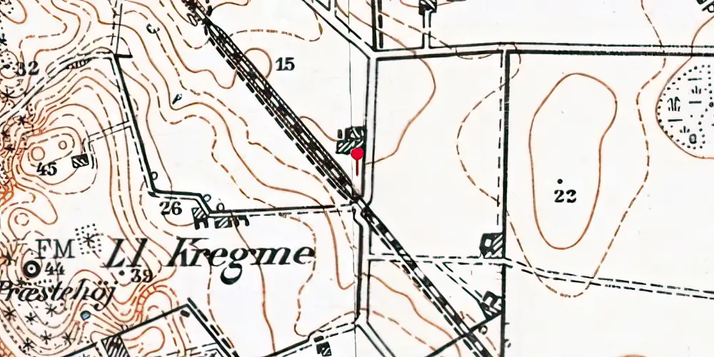 Historisk kort over Lille Kregme Trinbræt