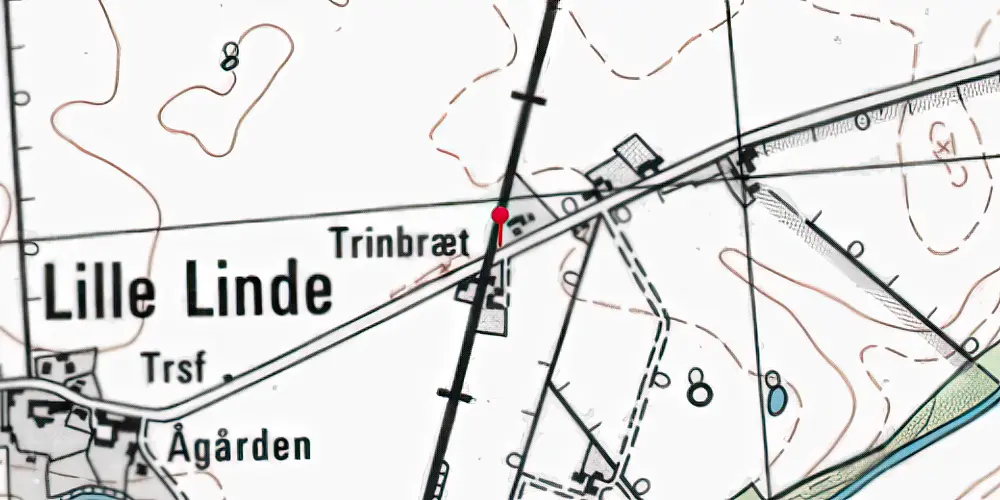 Historisk kort over Lille Linde Trinbræt Historisk kort over Lille Linde Trinbræt
