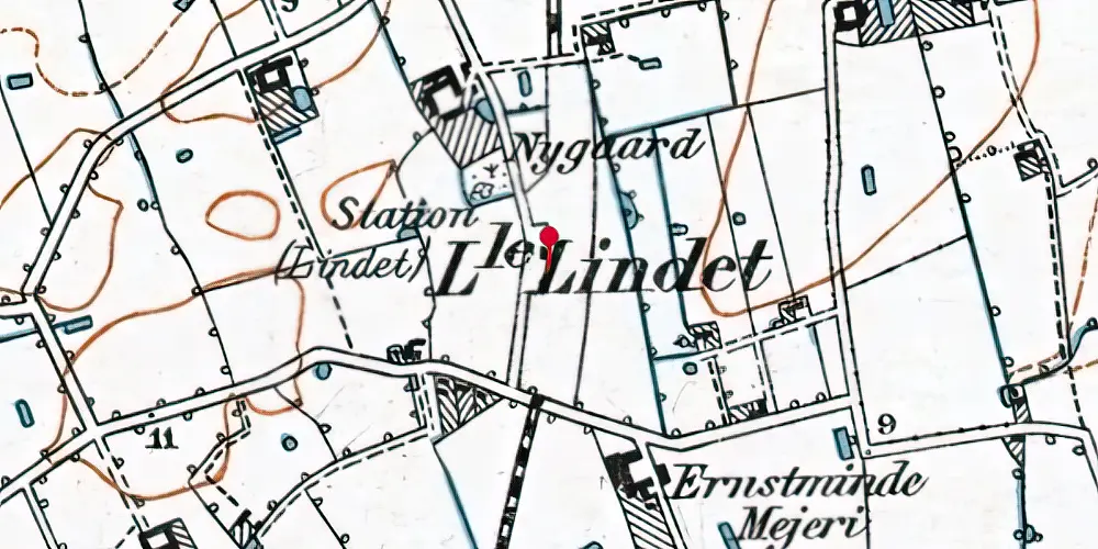 Historisk kort over Lindet Station