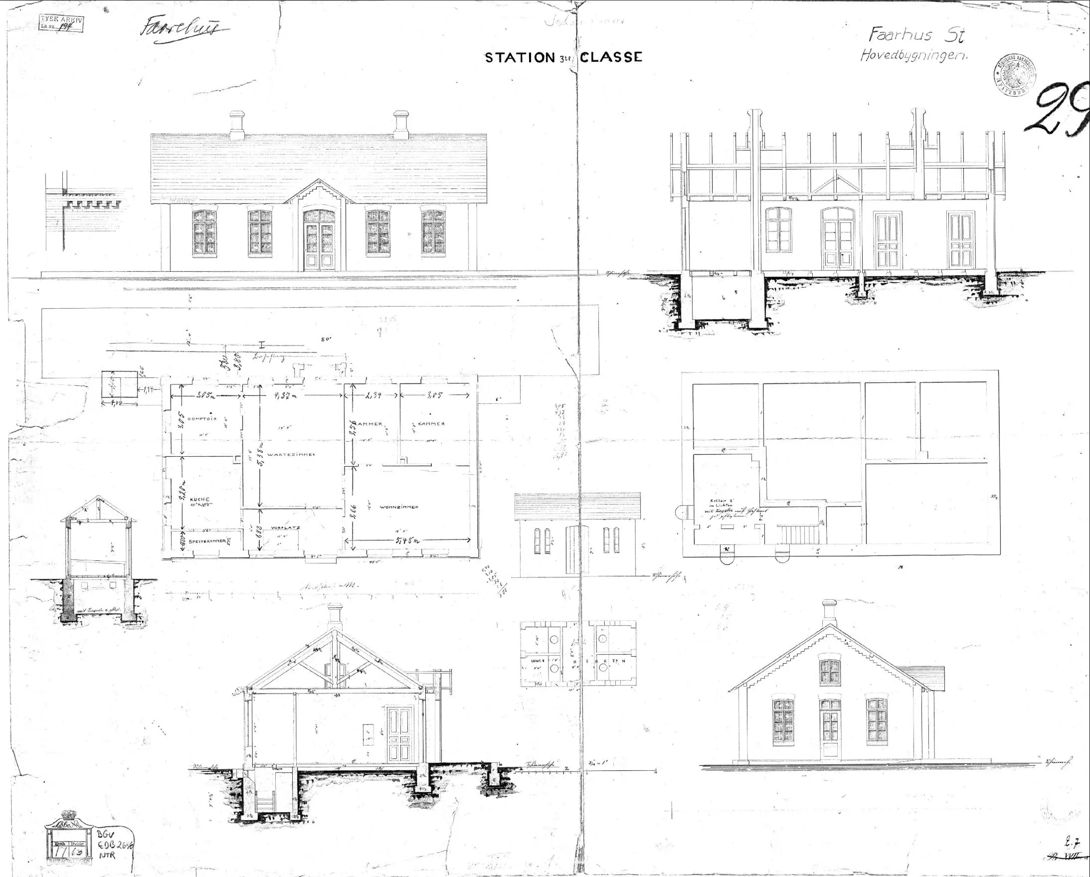 Tegning af Fårhus Station. Tegning af Fårhus Station.