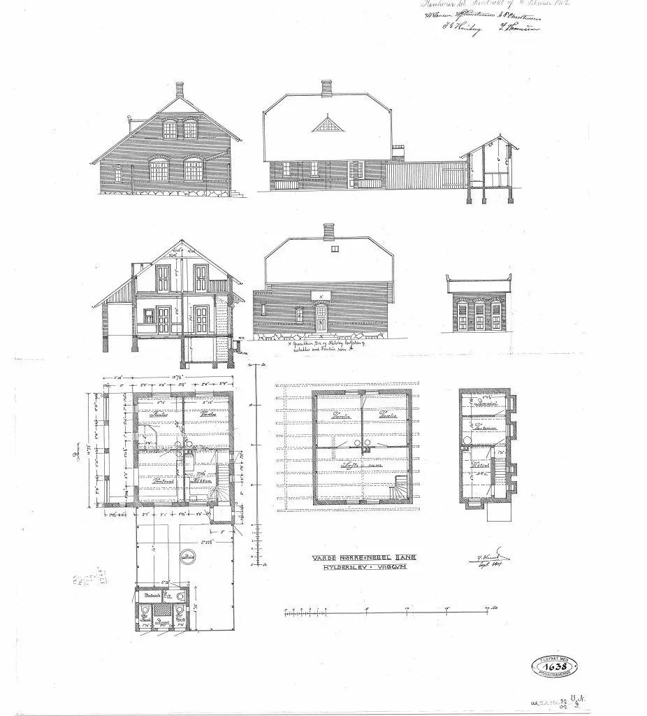 Tegning af Hyllerslev Station Sign.: H. Wenck. Tegning af Hyllerslev Station Sign.: H. Wenck.