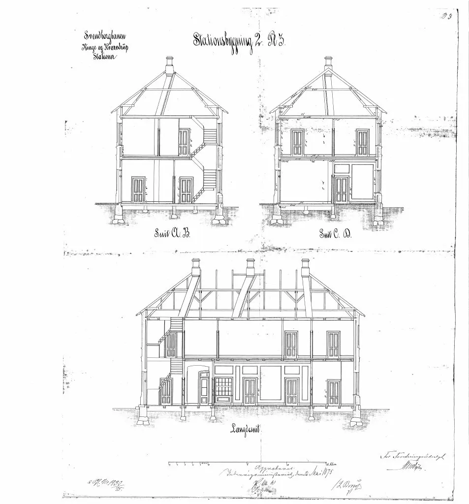 Tegning af  Kværndrup Station.