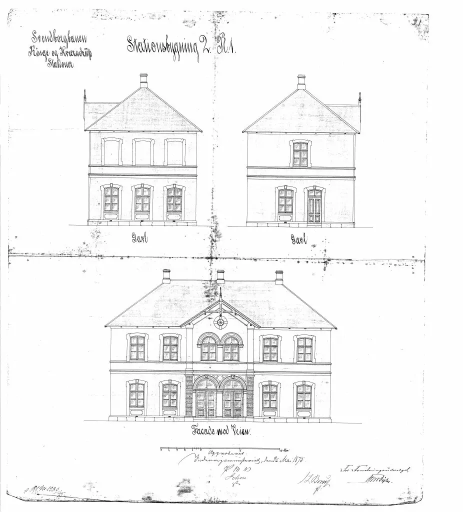 Tegning af  Kværndrup Station.