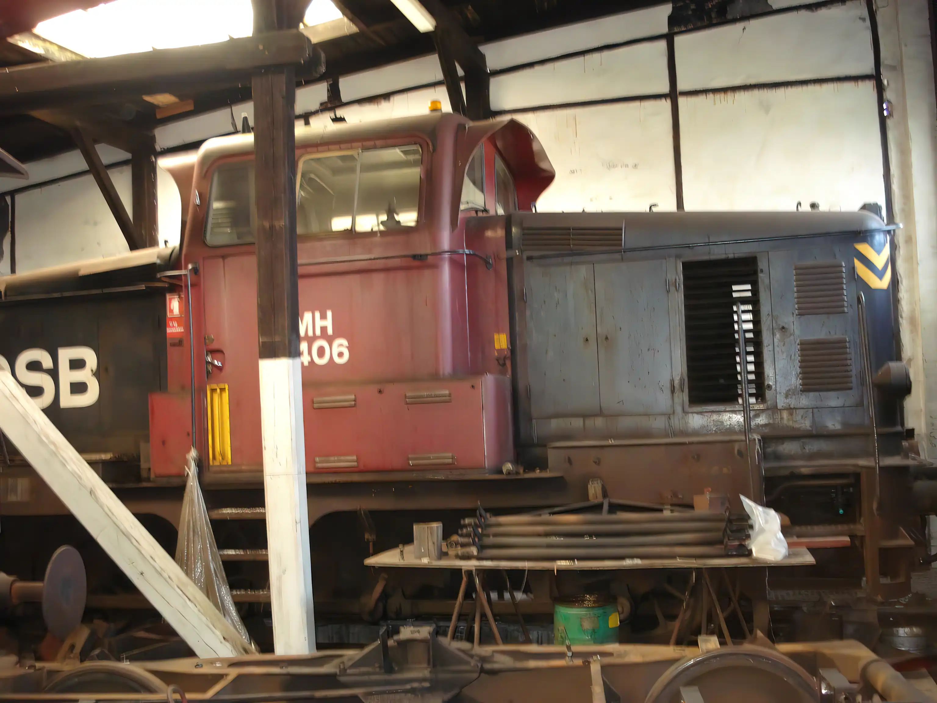 Billede af remiseområdet ved Gedser Station.