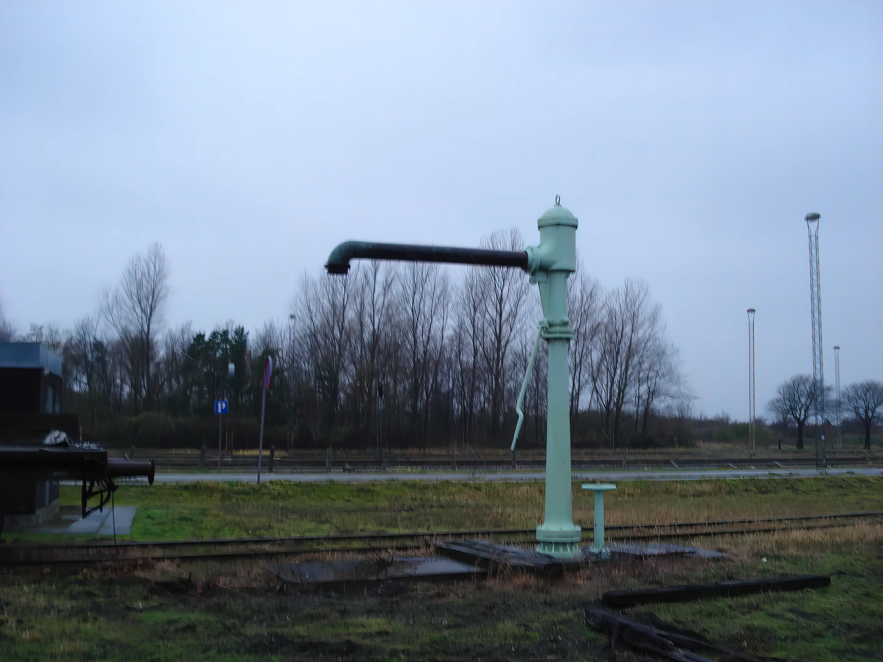 Billede af remiseområdet ved Gedser Station.