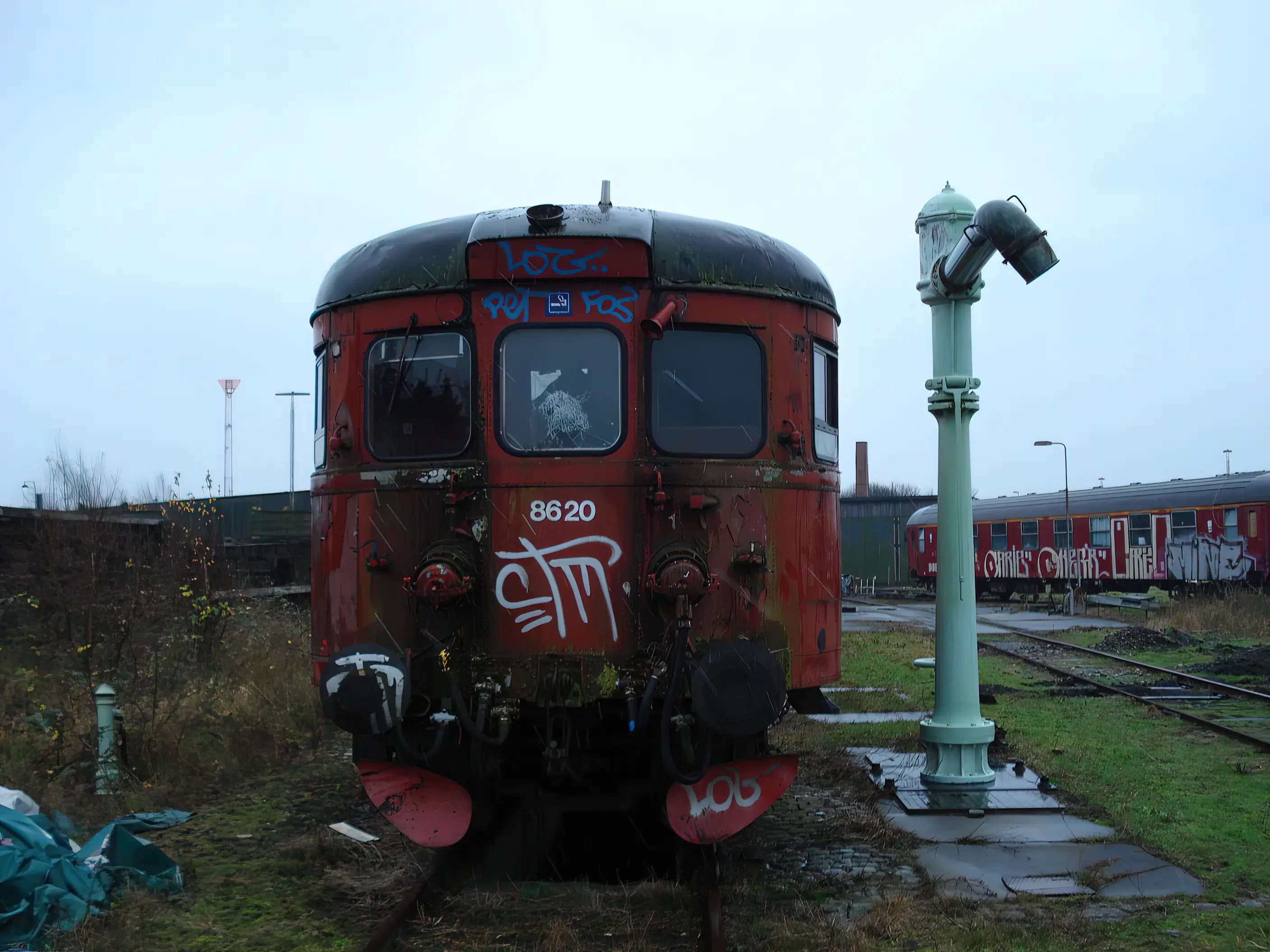 Billede af remiseområdet ved Gedser Station.