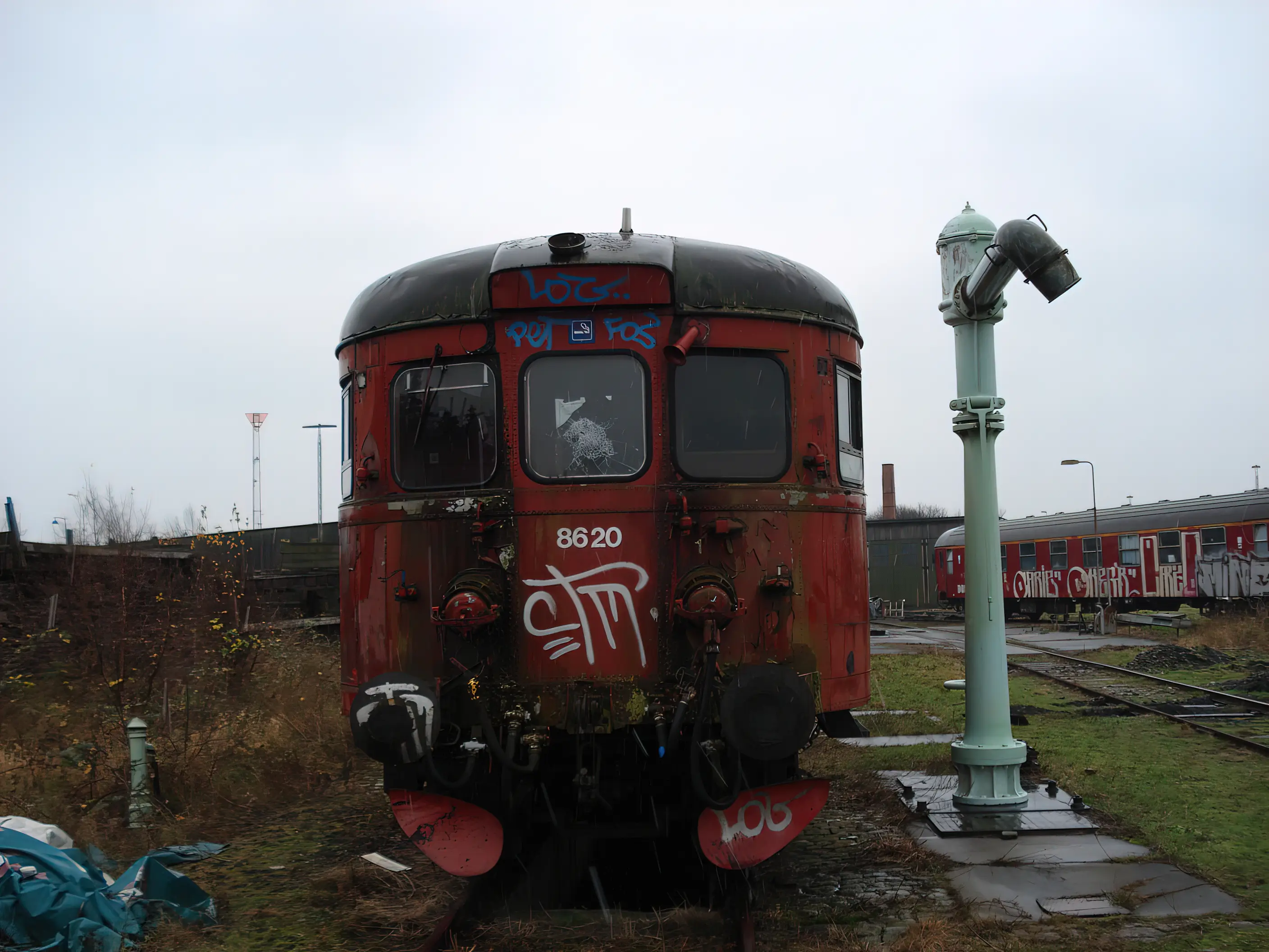 Billede af remiseområdet ved Gedser Station.