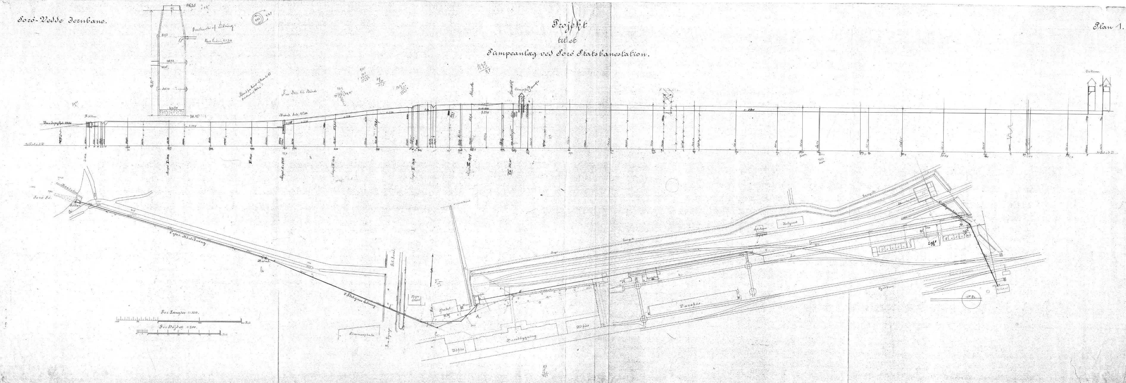 Sporplan af Sorø Station - Projekt til pumpeanlæg. Sporplan af Sorø Station - Projekt til pumpeanlæg.