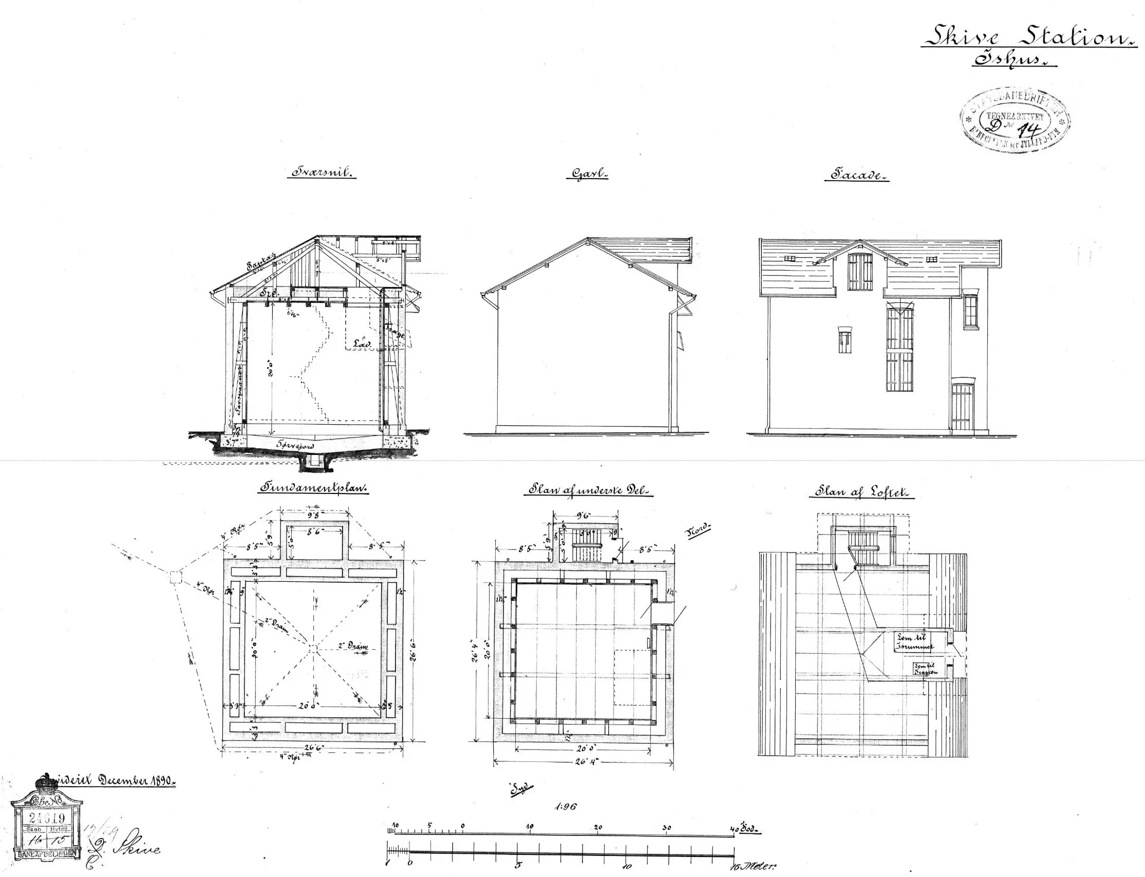 Tegning af Skive Stations Ishus. Tegning af Skive Stations Ishus.