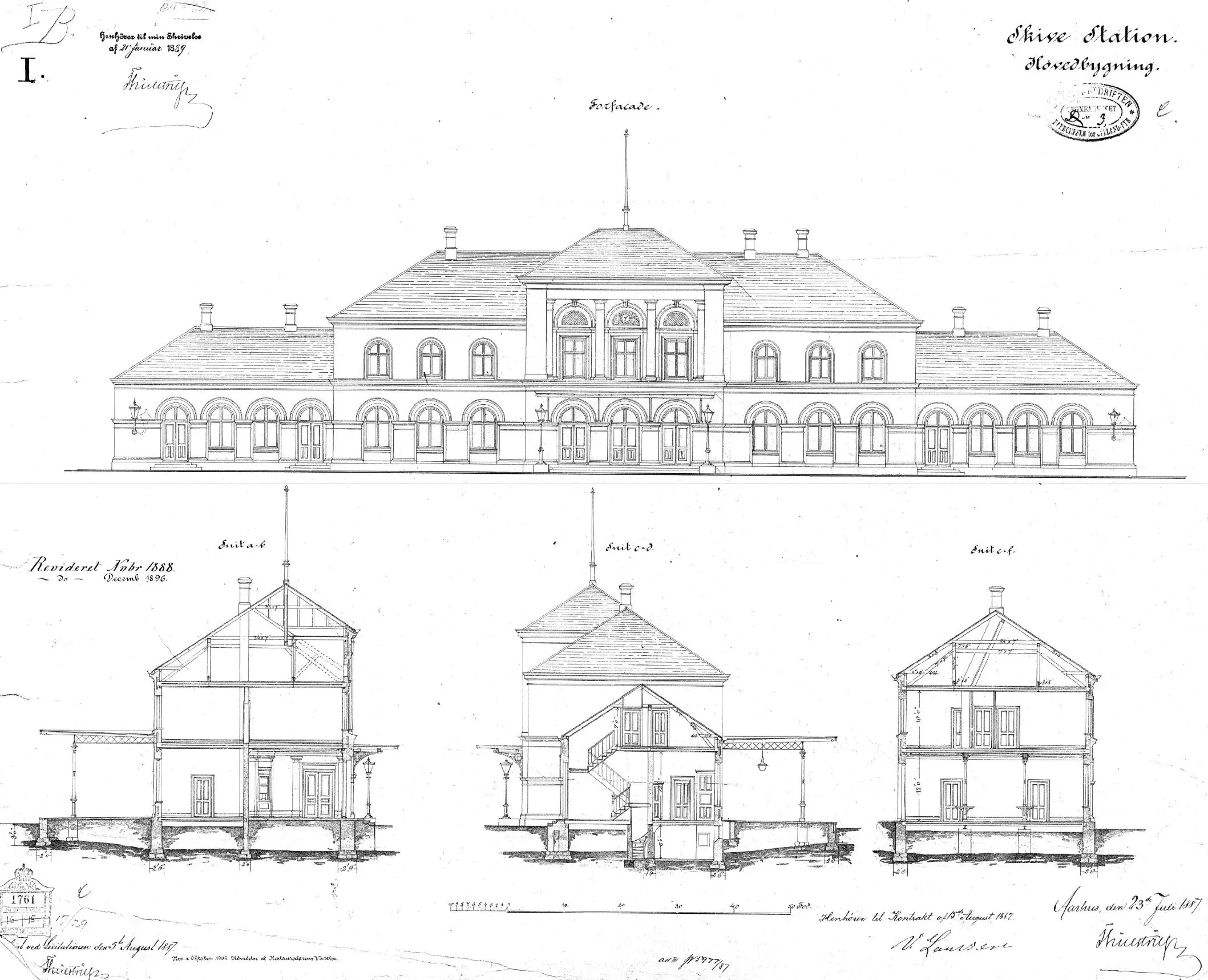 Tegning af Skive Station. Tegning af Skive Station.
