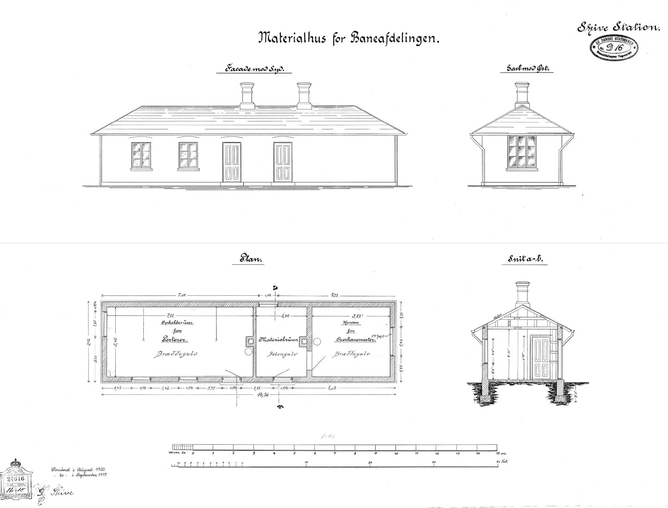 Tegning af Skive Stations Materialhus for baneafdelingen. Tegning af Skive Stations Materialhus for baneafdelingen.