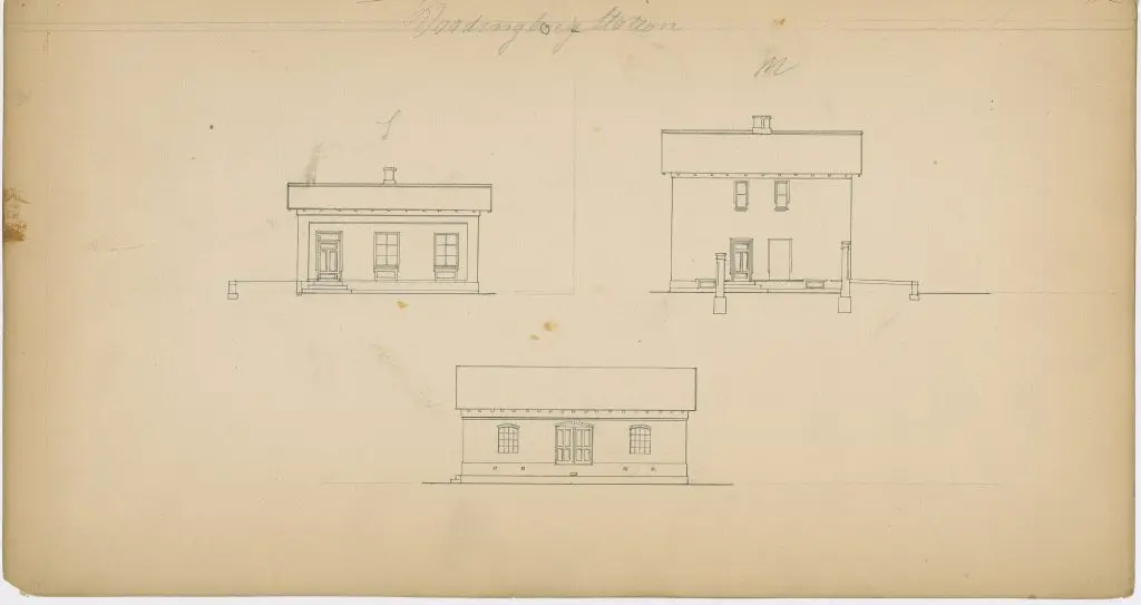 Tegning af Vordingborg Station. Tegning af Vordingborg Station.