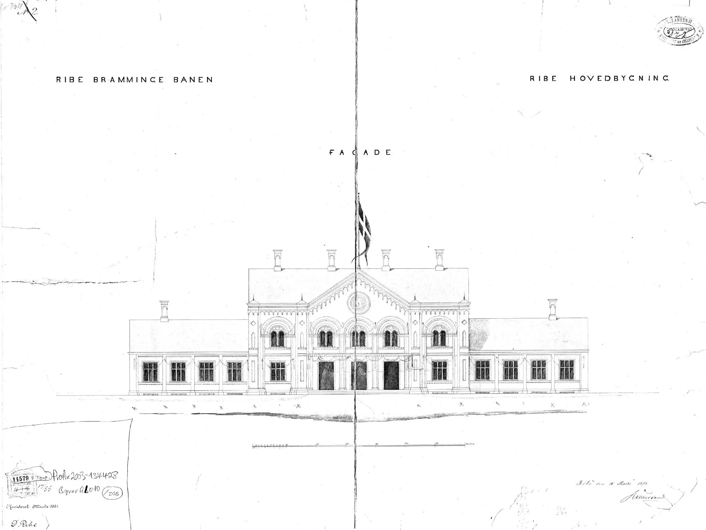 Tegning af Ribe Station. Tegning af Ribe Station.