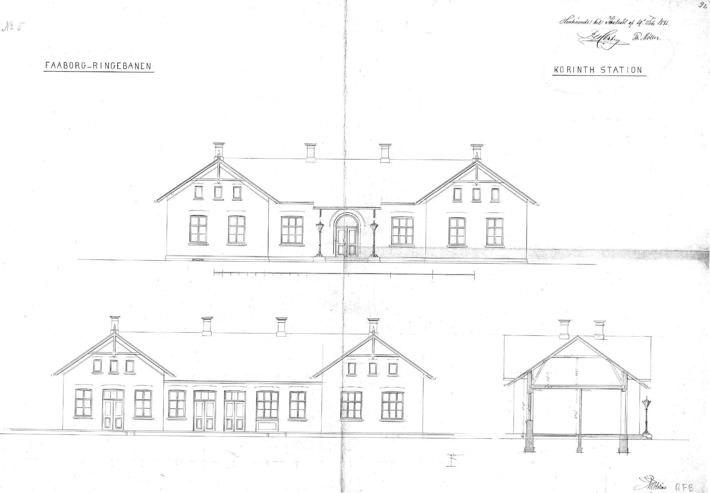 Tegning af Korinth Station. Tegning af Korinth Station.