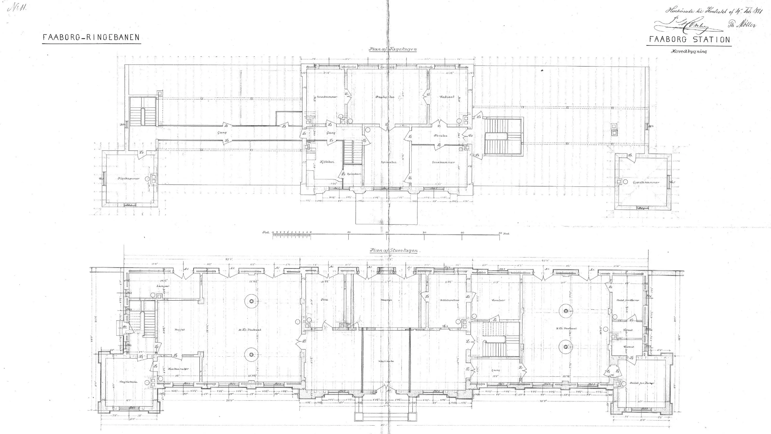 Tegning af Faaborg Station. Tegning af Faaborg Station.