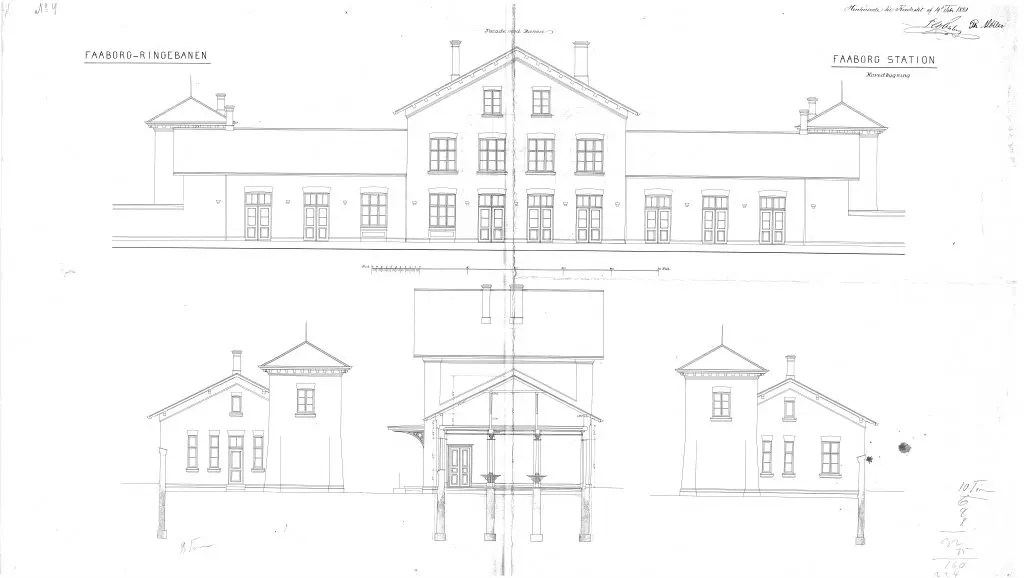 Tegning af Faaborg Station. Tegning af Faaborg Station.