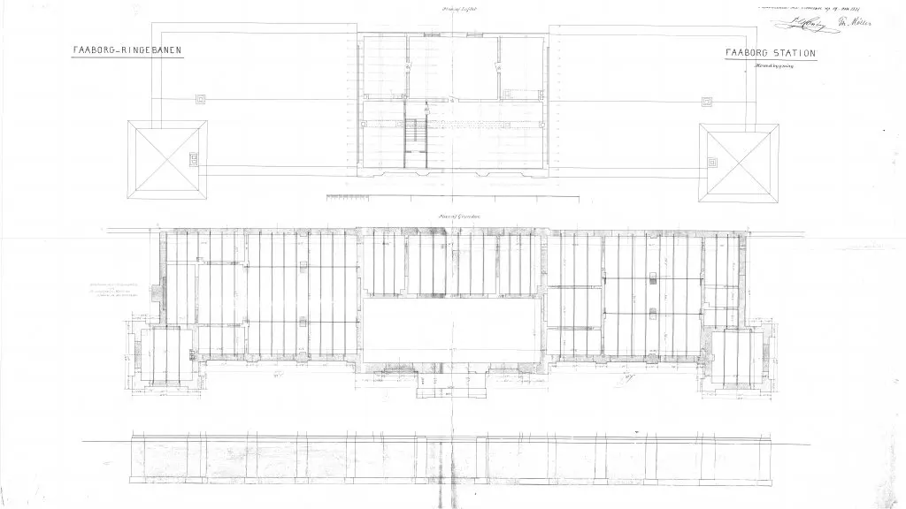 Tegning af Faaborg Station. Tegning af Faaborg Station.