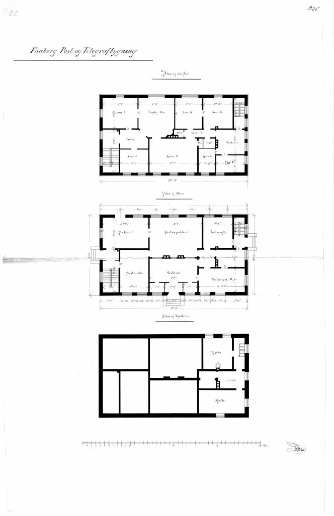 Tegning af Faaborg Stations Posthus. Tegning af Faaborg Stations Posthus.