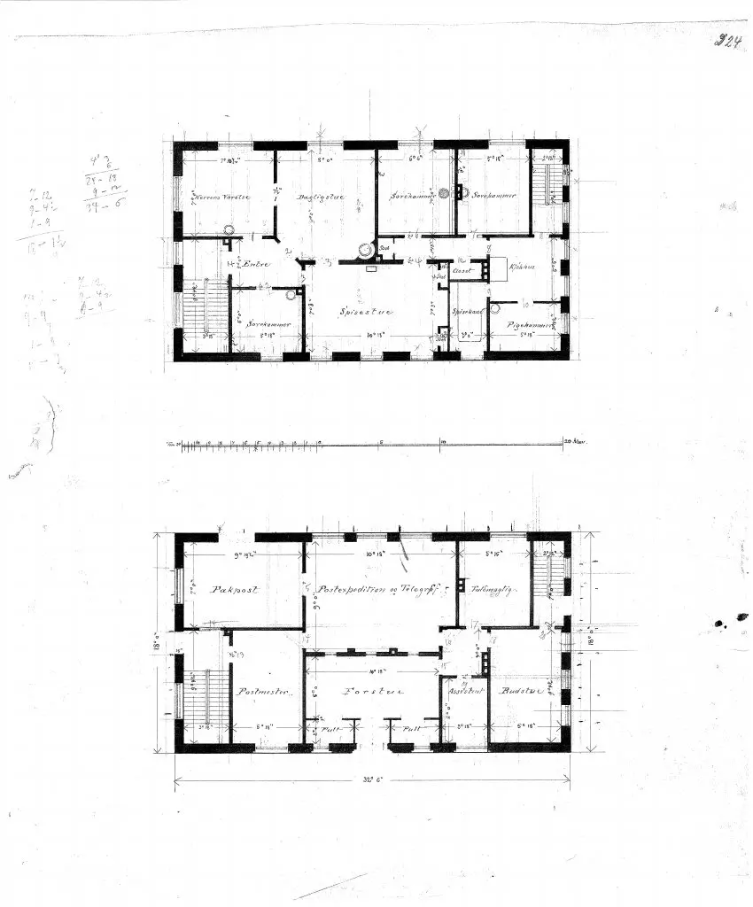 Tegning af Faaborg Stations Posthus. Tegning af Faaborg Stations Posthus.