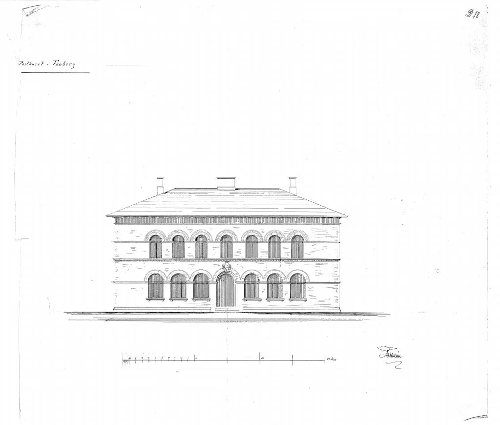 Tegning af Faaborg Stations Posthus. Tegning af Faaborg Stations Posthus.