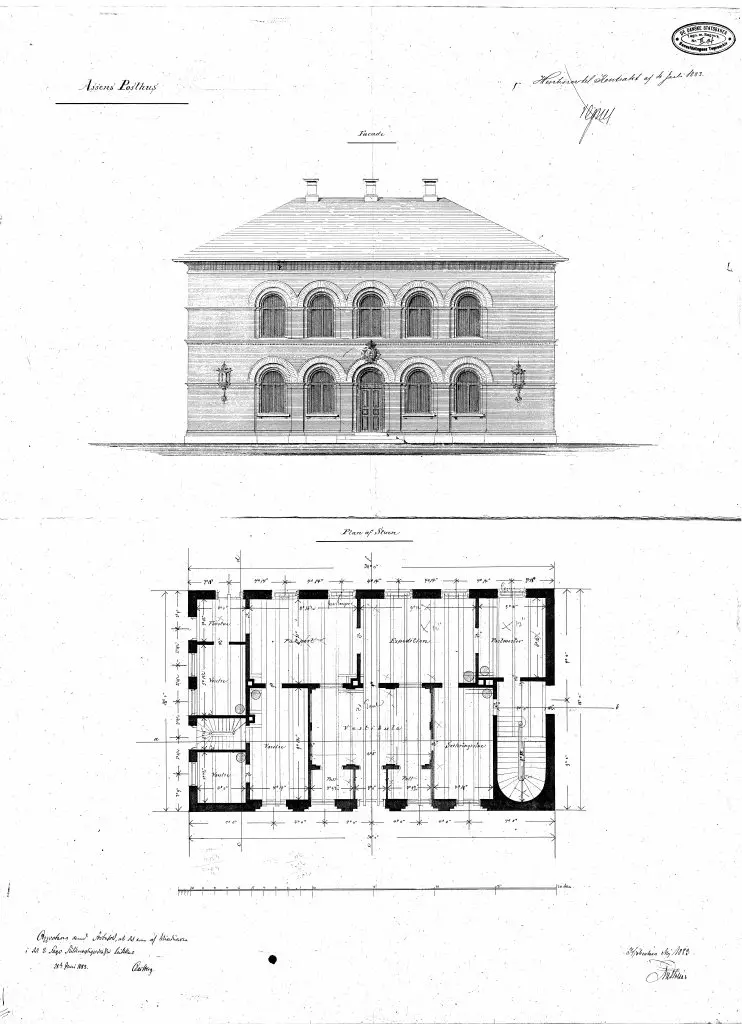 Tegning af Assens Stations Posthus. Sign.: N.P.C. Holsøe. Tegning af Assens Stations Posthus. Sign.: N.P.C. Holsøe.