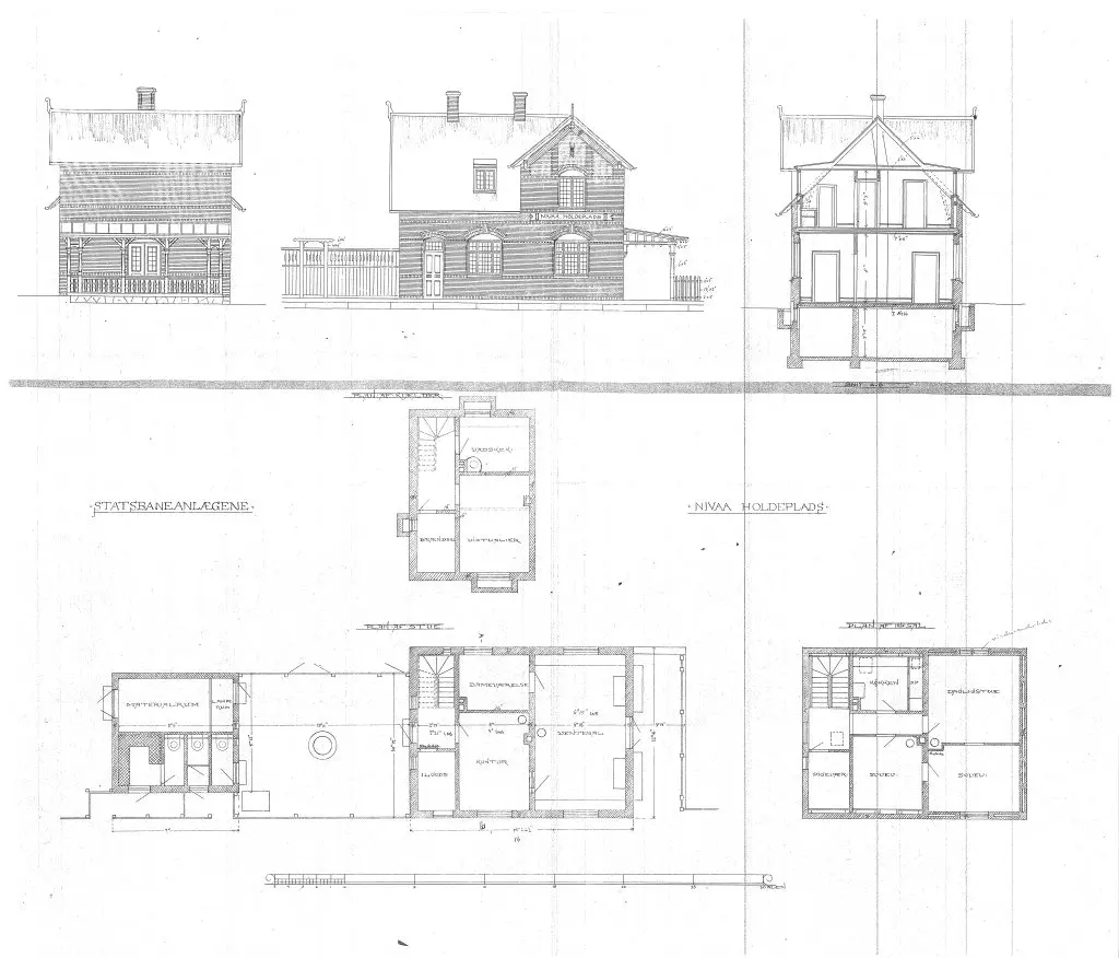 Tegning af Nivå Station. Tegning af Nivå Station.