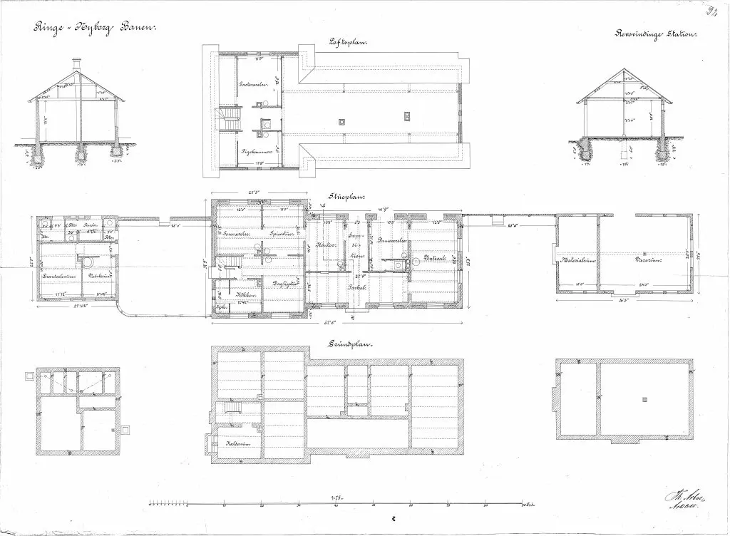 Tegning af Refsvindinge Station. Tegning af Refsvindinge Station.