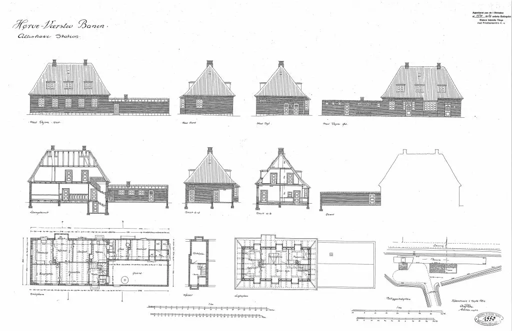 Tegning af Alleshave Station. Tegning af Alleshave Station.