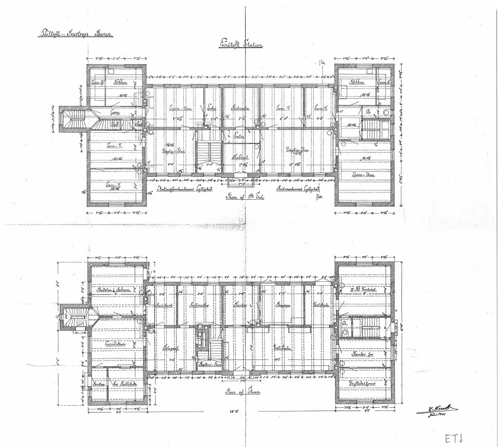Tegning af Ebeltoft Station. Tegning af Ebeltoft Station.