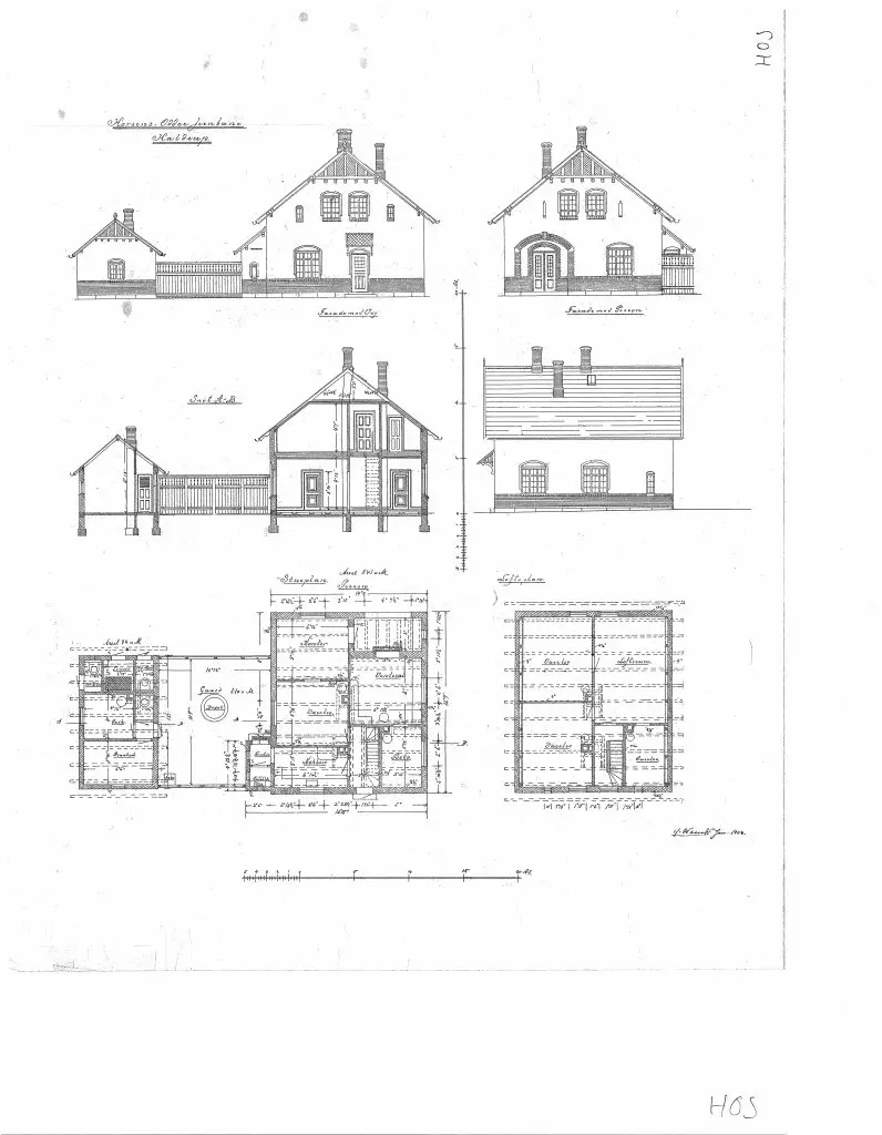 Tegning af Haldrup Station. Tegning af Haldrup Station.