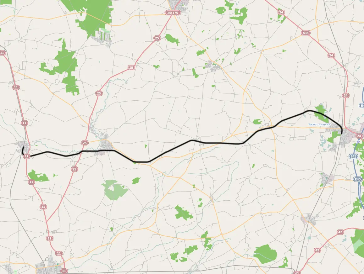 Kort over benestrækningen: Rødekro-Bredebro Kort over benestrækningen: Rødekro-Bredebro