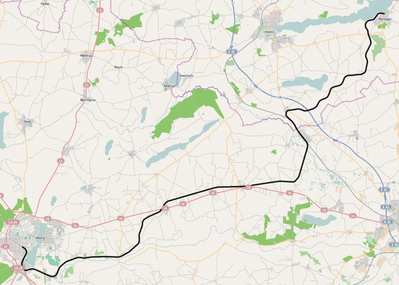 Banekort fra Mariager-Faarup Jernbane  (MFVJ).