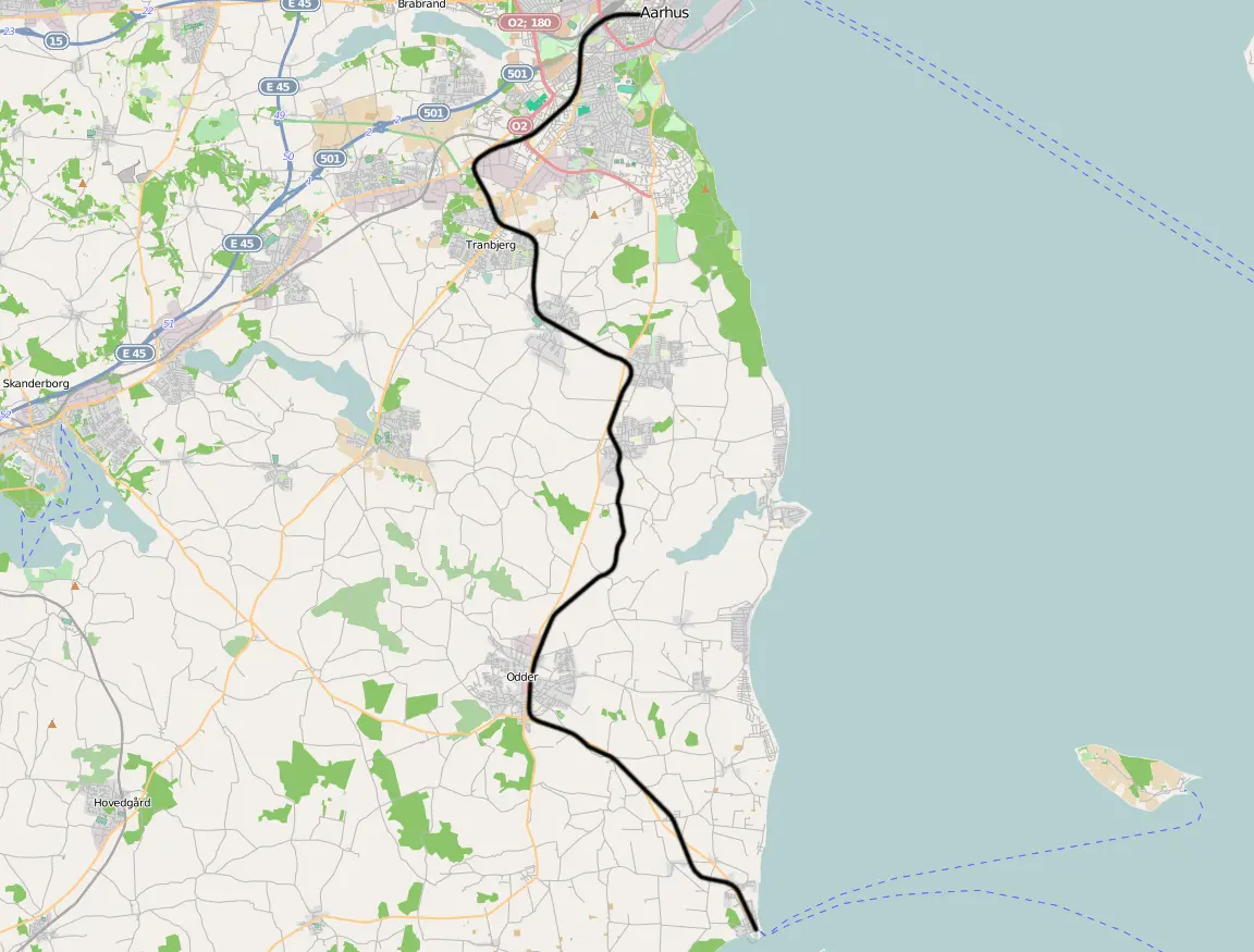 Banekort fra Aarhus-Odder-Hov (Odderbanen) (HHJ). Banekort fra Aarhus-Odder-Hov (Odderbanen) (HHJ).