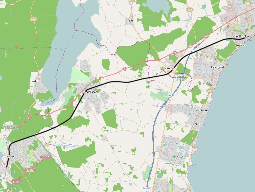 Banekort fra Hillerød-Helsingør (Lille Nord)  (DSB).