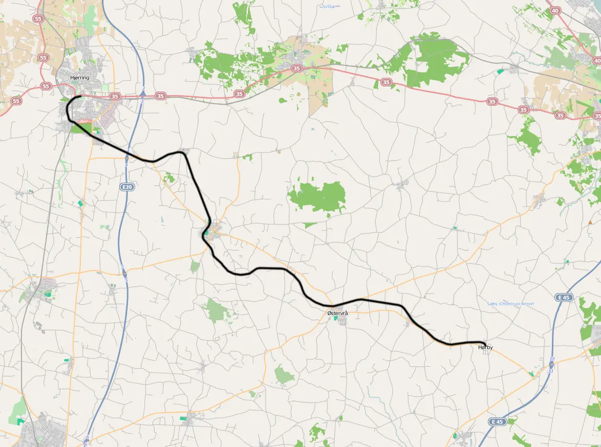 Banekort fra Hjørring-Hørby (HH).