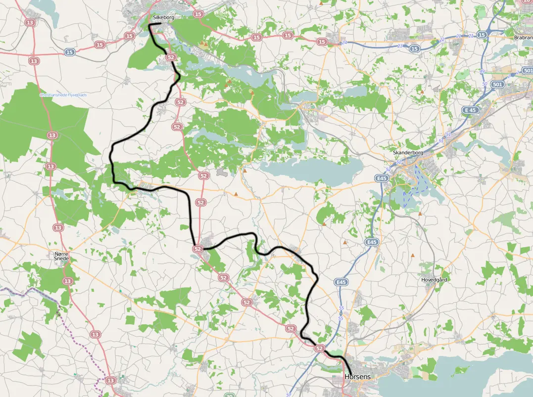 Banekort fra Horsens-Bryrup-Silkeborg Jernbane (HBS). Banekort fra Horsens-Bryrup-Silkeborg Jernbane (HBS).