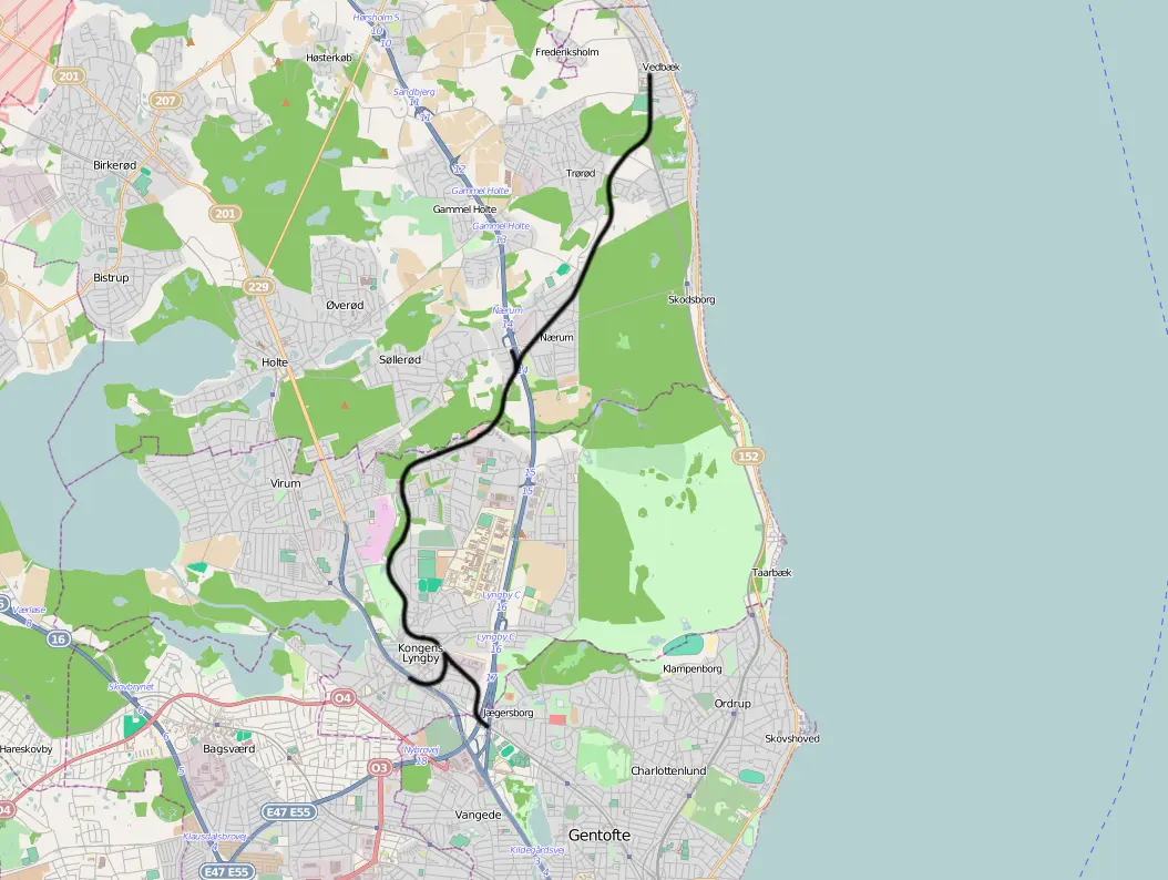 Banekort fra Lyngby-Vedbæk Jernbane  (LVJ).