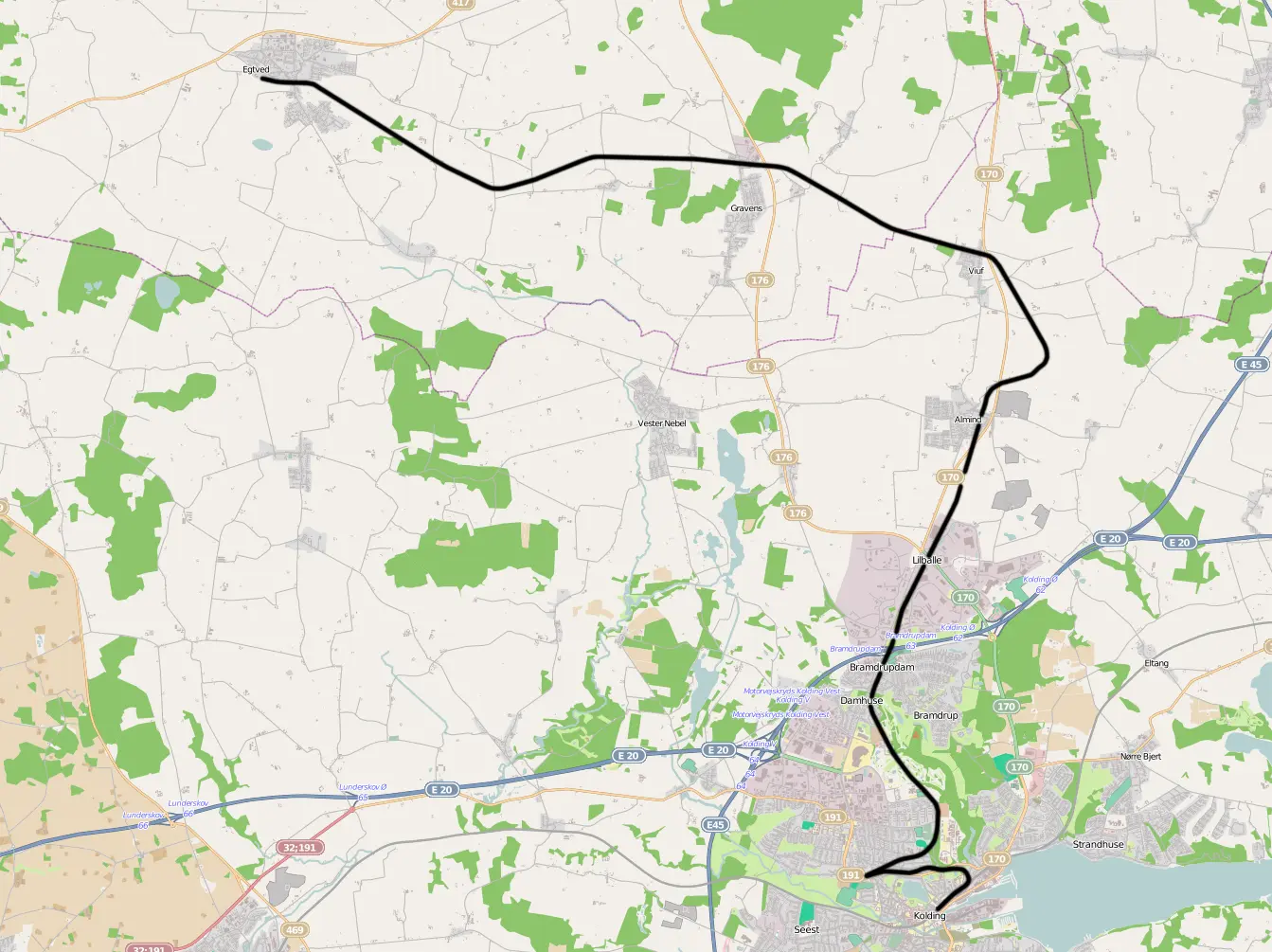 Banekort fra Kolding-Egtved Jernbane (KEJ). Banekort fra Kolding-Egtved Jernbane (KEJ).