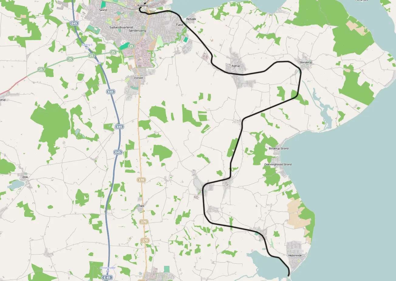 Banekort fra Kolding-Hejlsminde (KS). Banekort fra Kolding-Hejlsminde (KS).
