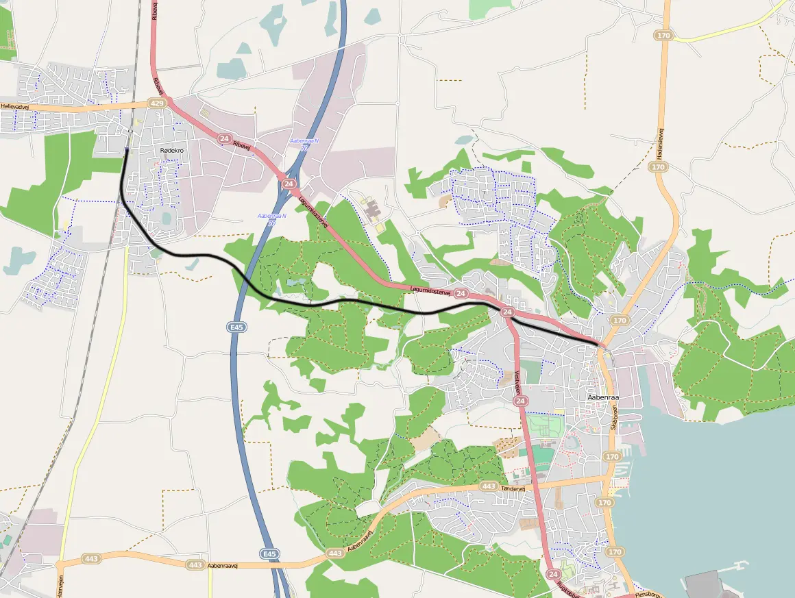 Banekort fra Rødekro-Aabenraa  (Preussiske Statsbaner).