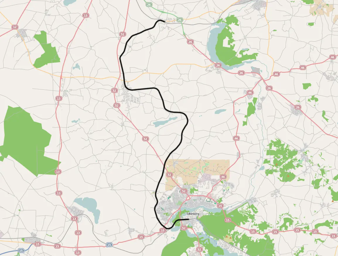 Banekort fra Silkeborg-Kjellerup-Rødkærsbro Jernbane (SKRJ). Banekort fra Silkeborg-Kjellerup-Rødkærsbro Jernbane (SKRJ).