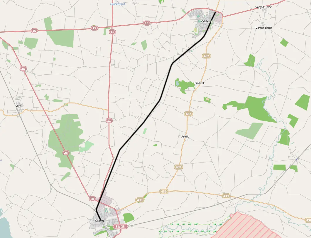 Banekort fra Skjern-Videbæk (DSB). Banekort fra Skjern-Videbæk (DSB).