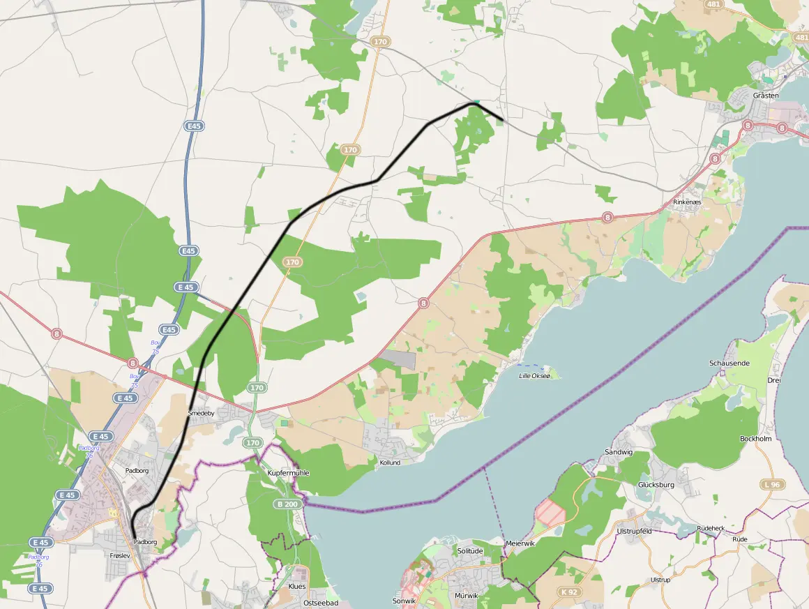 Banekort fra Tørsbøl-Padborg (DSB). Banekort fra Tørsbøl-Padborg (DSB).