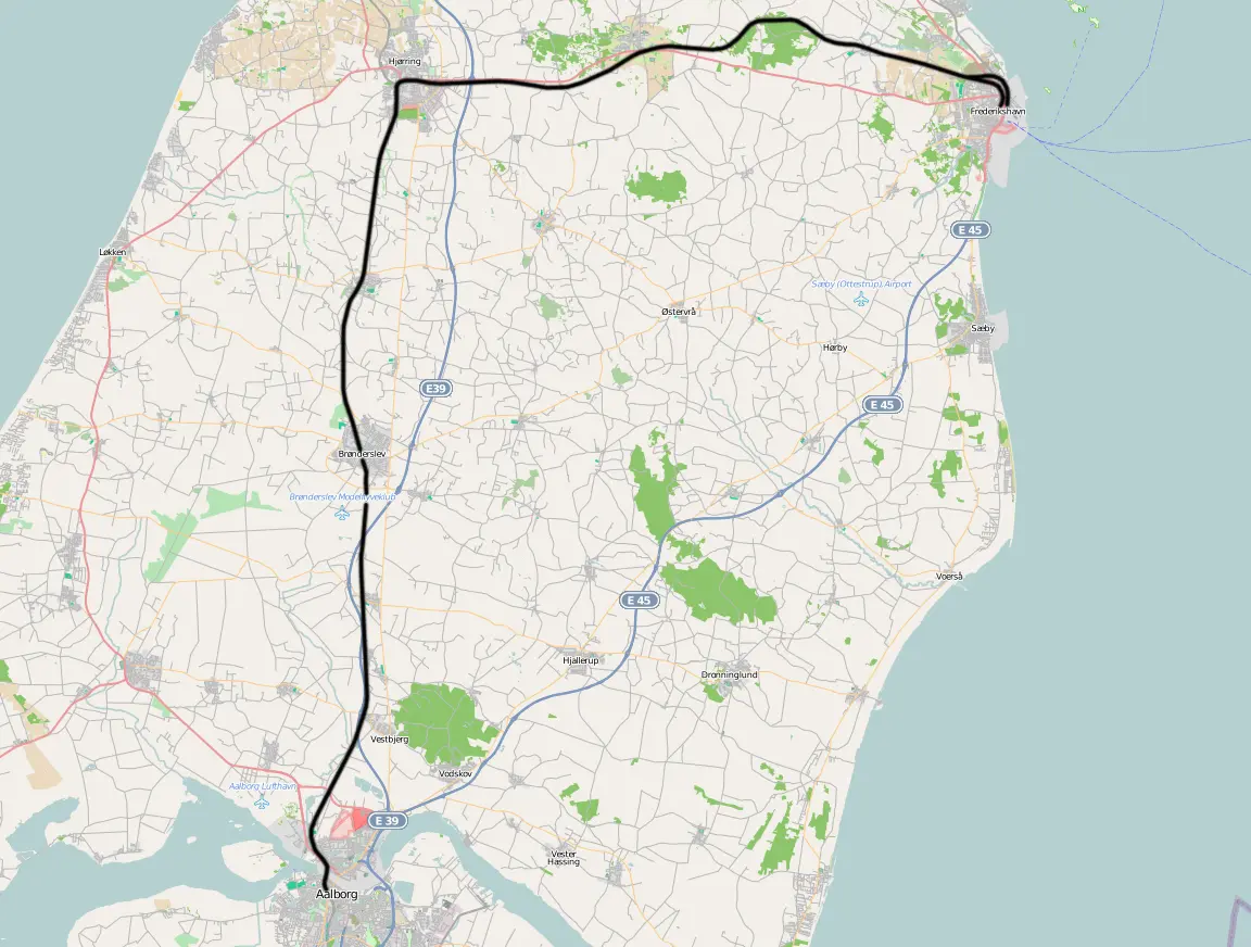 Banekort fra Aalborg-Frederikshavn  (DSB).